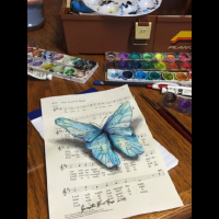 停在琴譜上的蝴蝶是真是假？藝術家Step by step繪畫過程大公開