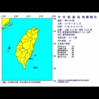 快訊／18:56台東外海規模4.4地震 最大震度3級