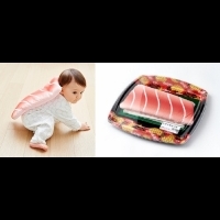 一坨米飯+生魚片在地上爬？日本超夯嬰兒服神還原鮪魚壽司，快買給你家小寶貝穿