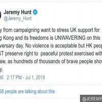 英國聲援香港群眾示威 大陸要英少管閒事