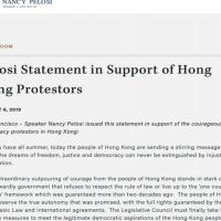 美眾院議長公開聲援香港示威