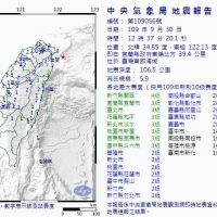 快新聞／今午12:37 東北部地區發生5.9有感地震！