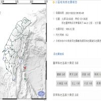 東南部海域規模5.2地震　台東蘭嶼震度3級