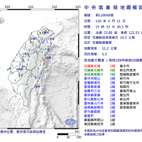 花蓮壽豐4小時9起淺震 最大規模5.3 估未來兩周仍有餘震