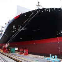 台船公司為陽明海運舉辦2,800 TEU級全貨櫃輪「存明輪」雲命名