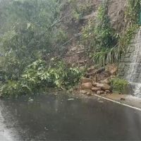 新竹縣豪雨特報 122縣道土石崩落樹倒阻路