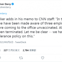3名CNN員工未接種疫苗進辦公室 遭公司開除