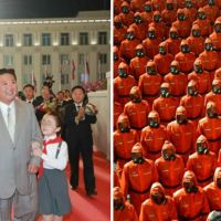 北朝鮮73週年金正恩閱兵　橘色防護衣堵疫情？
