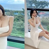 窗邊最美的風景！短髮正妹 Bitnara 白色洋裝穿搭狂吸萬讚