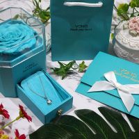 925純銀輕珠寶穿搭-Vana氛圍飾品,三葉草項鍊鑲奧地利進口鋯+玫瑰永生花真愛禮盒,給你滿滿的儀式感